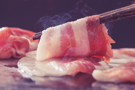 Grilled pork on the grill.の写真素材