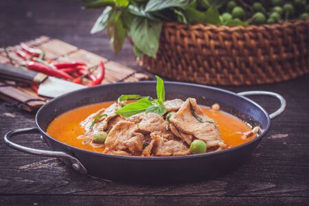 Dried red pork coconut curry, Thai cuisineの写真素材