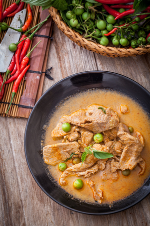 Dried red pork coconut curry, Thai cuisineの写真素材