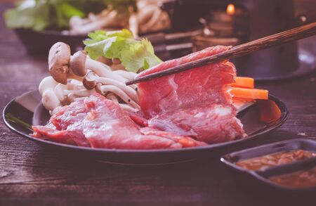 Sliced Beef for Shabu Shabuの写真素材