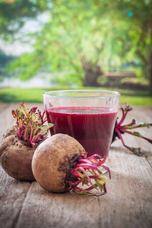 Organic beetroot on wood backgroundの写真素材