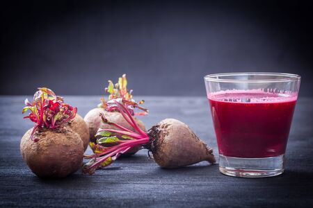 Organic beetroot on wood backgroundの写真素材