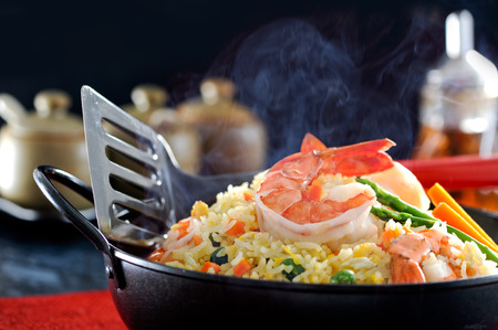 Fried rice with shrimp a taste of asianの写真素材
