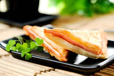 Grilled cheese sandwich with cap of teaの写真素材