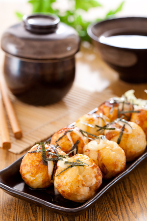 Fried takoyaki balls dumpling , japanese foodの写真素材