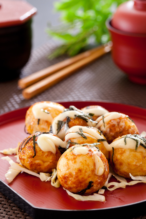 Fried takoyaki balls dumpling , japanese foodの写真素材