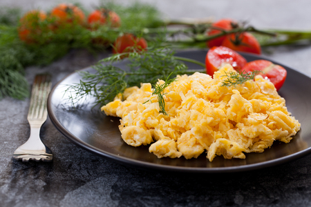 Delicious Egg Omelette with tomatosの写真素材