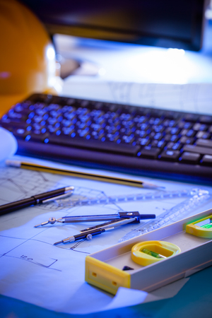 Architectural design and project blueprints drawings