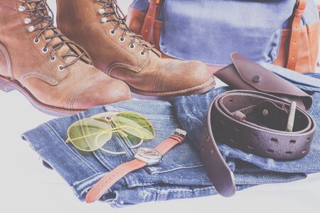 Man's accessories and jeansの写真素材