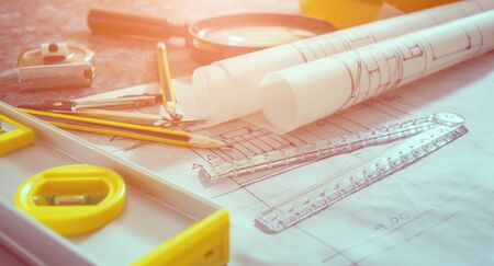Architectural design and project blueprints drawings
