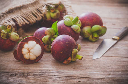 Mangosteen of the queen of friutsの写真素材