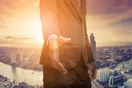 Businessman in suit ready to handshake