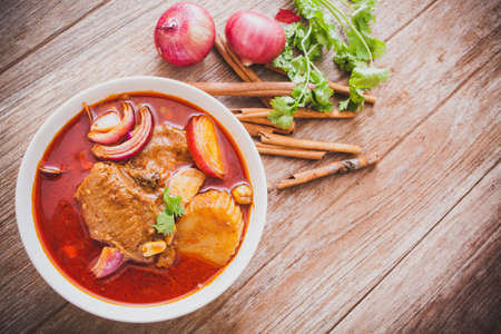 Chicken Massaman curry and ingredient spice,Asian food