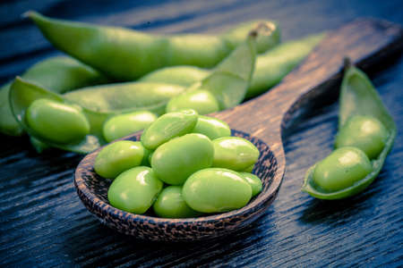 Boiled green soy beans, japanese foodの写真素材