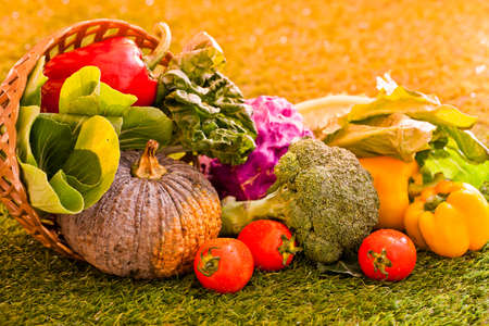 Colorful raw vegetables in the basket