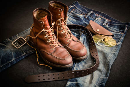Close up vintage workwear clothing