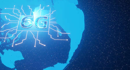Global network with 6G network connection.3D renderingの写真素材