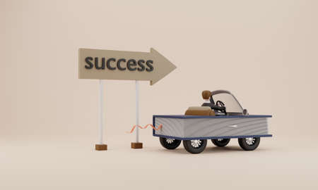 Student driving with concept education.3D rendering