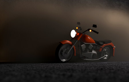 Chopper Motorcycle 3D Model on Grunge background.3D renderingの写真素材