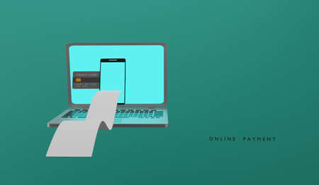 Shopping on line Paid by credit card.3D renderingの写真素材