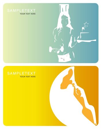 Business, credit or club card image with girl illustration.のイラスト素材