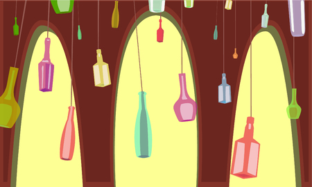 Background with the image of glass colored bottlesのイラスト素材