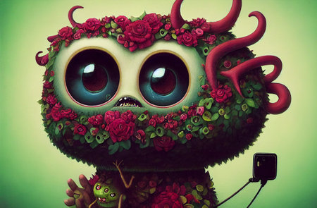 funny strange cartoon characters monster rubberの写真素材