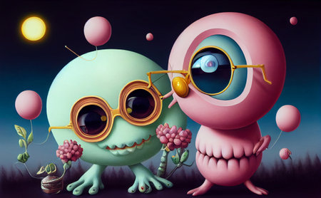 funny strange cartoon characters monster rubberの写真素材