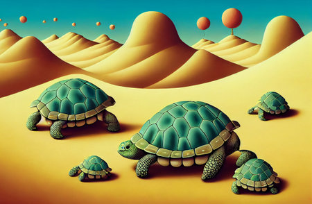 funny strange cartoon characters turtle rubberの写真素材