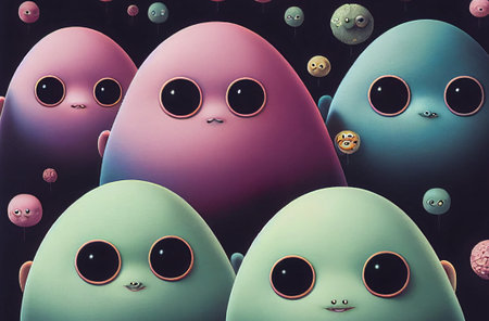 funny strange cartoon characters monster rubberの写真素材