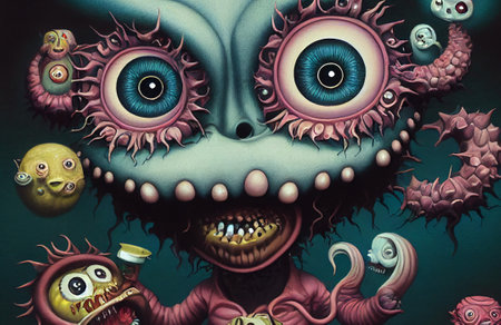 funny strange cartoon characters monster rubberの写真素材