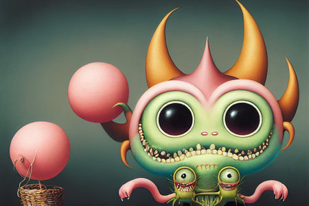 funny strange cartoon characters monster rubberの写真素材