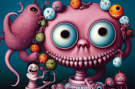 funny strange cartoon characters monster rubberの写真素材