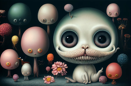 funny strange cartoon characters monster rubberの写真素材