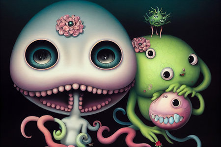 Funny cartoon animal charactermonster rubber 3dの写真素材