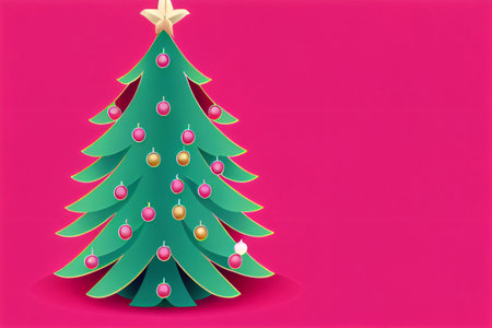 Christmas tree on a pink background. Vector illustration for your design.の写真素材