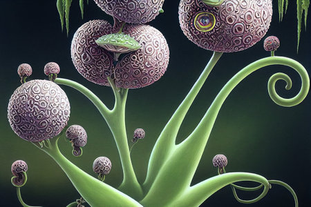 Digital Illustration of a Fungus in colour background (3D Rendering)の写真素材