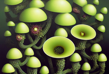 3D surreal illustration. Sacred geometry. Mysterious psychedelic relaxation pattern. Fractal abstract texture. Digital artwork graphic astrology magicの写真素材