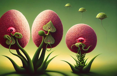 Easter eggs with green grass. 3D illustration. Vintage style.