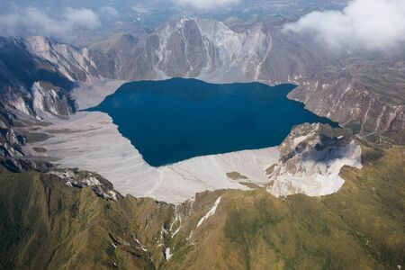 The crater of Mt. Pinatubo from the air in the Philippinesの写真素材
