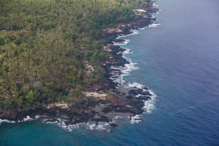 The tropical bay with stony beach, aerial view. atCraig Cove, Ambrym, Vanuatu.