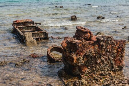 Million Dollar Point with military equipment in the see, a popular diving spot. Luganville-Espiritu Santo island-Vanuatuの写真素材