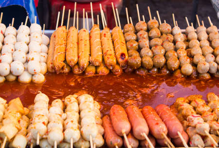 Several fish ball and sausage