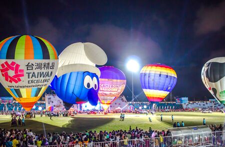 hot air Balloon show at night in the stadium of Songkla Thailandのeditorial素材