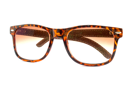 brown  sun glasses isolated on white backgroundの写真素材