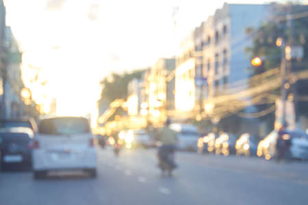 abstract bokeh blur photo of car on the roadの写真素材