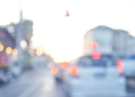 abstract bokeh blur photo of car on the roadの写真素材