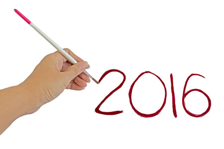hand painting 2016 number for new year isolated on white backgroundの写真素材