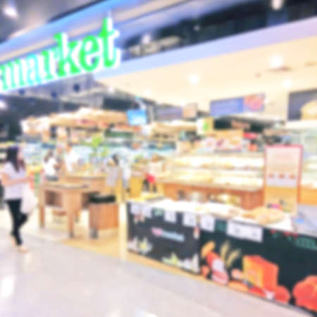 blur photo of supermarket for backgroundの写真素材