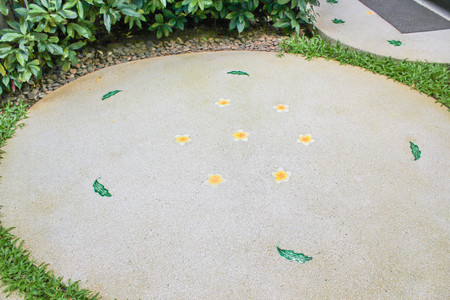 circle footpath in the gardenの写真素材